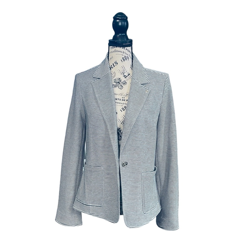 Tommy Hilfiger Black White Stripe Women’s LongSleeve Blazer